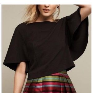Black Batwing Style Blouse, Anthropologie XL